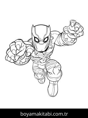 Black Panther boyama sayfası – basit çizim, kolay boyama