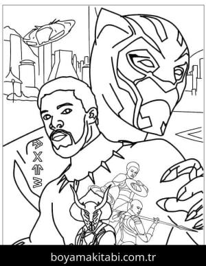 Black Panther boyama sayfası – el becerilerini geliştirir, boyama çalışması