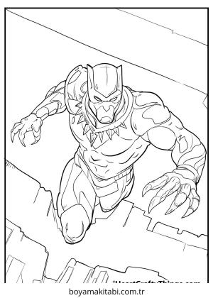 Black Panther boyama sayfası – çocuk aktivitesi, PDF indir