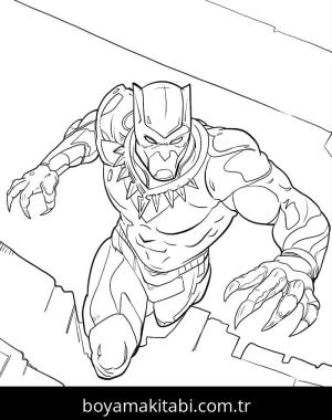 Black Panther boyama sayfası – boyama etkinliği, çocuk aktivitesi