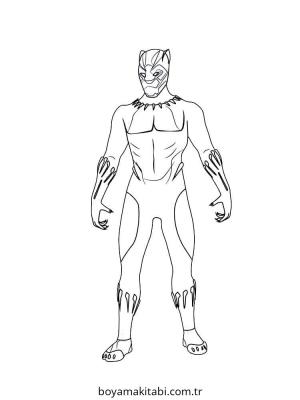Black Panther boyama sayfası – sevimli karakter, sanatsal çalışma