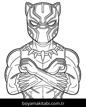 Black Panther boyama sayfası – boyama etkinliği, çocuk aktivitesi