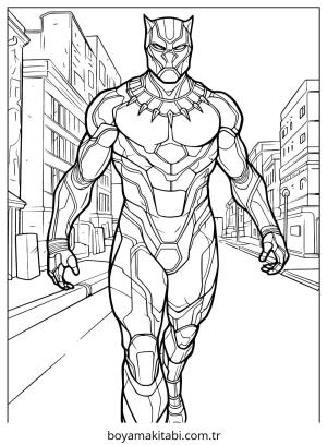 Black Panther boyama sayfası – el becerilerini geliştirir, boyama çalışması