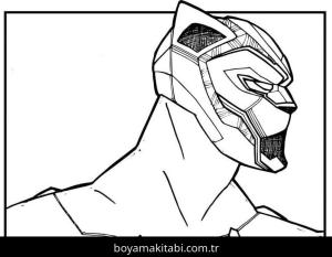 Black Panther boyama sayfası – renkli çizimler, okul öncesi