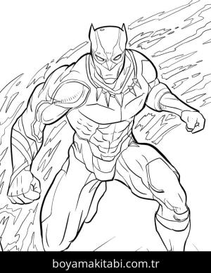 Black Panther boyama sayfası – sevimli karakter, sanatsal çalışma