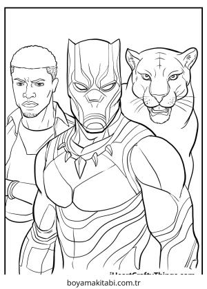 Black Panther boyama sayfası – sevimli karakter, sanatsal çalışma