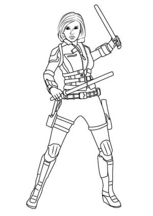 Black Widow boyama sayfası,  coloring page, İki Çubuk Tutan Kara Dul, 