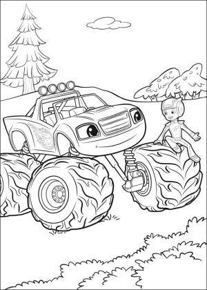 Blaze Ve Canavar Makineleri boyama sayfası,  coloring page, AJ Direksiyonda Oturan, 