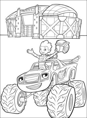 Blaze Ve Canavar Makineleri boyama sayfası,  coloring page, AJ üzerinde Blaze, 