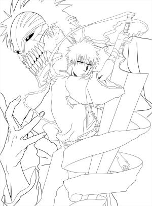 Bleach boyama sayfası,  coloring page, Ichigo Vs Hueco, 