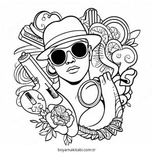 Block Style boyama sayfası – el becerilerini geliştirir, boyama çalışması