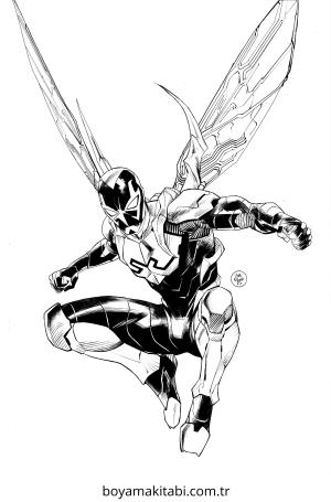 Blue Beetle boyama sayfası – basit çizim, kolay boyama