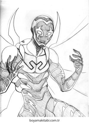 Blue Beetle boyama sayfası – sanatsal çalışma, çocuklar için
