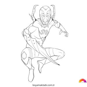 Blue Beetle boyama sayfası – basit çizim, kolay boyama