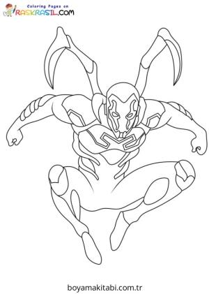 Blue Beetle boyama sayfası – çizgi film temalı, basit çizim