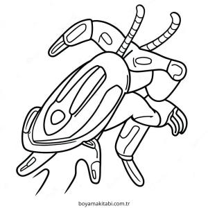 Blue Beetle boyama sayfası – çocuk aktivitesi, PDF indir