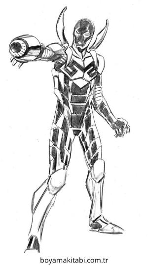 Blue Beetle boyama sayfası – keyifli zaman, renkli çizimler