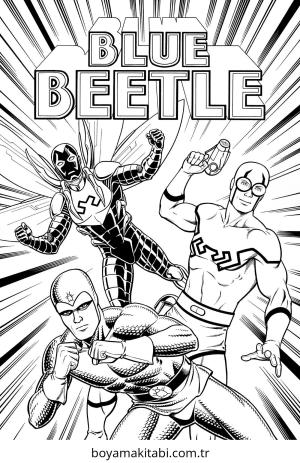 Blue Beetle boyama sayfası – el becerilerini geliştirir, boyama çalışması