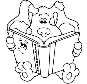 Blue’s Clues boyama sayfası,  coloring page, Blue kitap okuyor, 