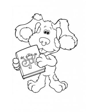 Blue’s Clues boyama sayfası,  coloring page, Blue elinde bir kitapla, 