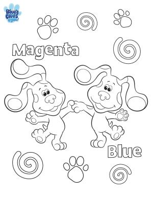 Blue’s Clues boyama sayfası,  coloring page, Mutlu Blue ve Magenta, 