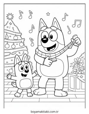 Bluey boyama sayfası – çocuk aktivitesi, PDF indir