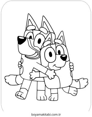 Bluey boyama sayfası – renkli çizimler, okul öncesi
