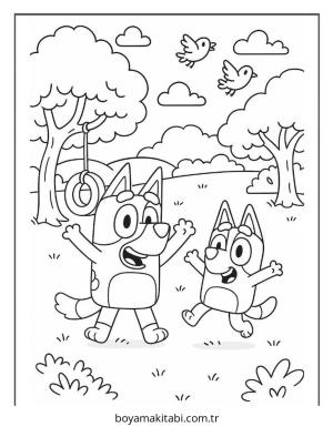 Bluey boyama sayfası – okul öncesi, evde etkinlik