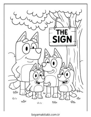 Bluey boyama sayfası – çocuk aktivitesi, PDF indir