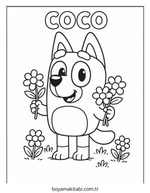 Bluey boyama sayfası – PDF indir, sevimli karakter