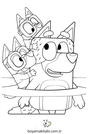 Bluey boyama sayfası – okul öncesi, evde etkinlik