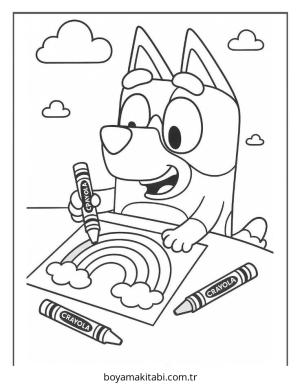 Bluey boyama sayfası – çocuklar için, çizgi film temalı