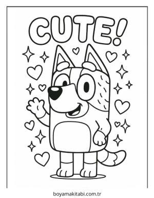 Bluey boyama sayfası – kolay boyama, eğitici aktivite
