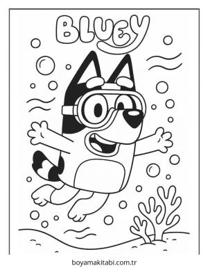 Bluey boyama sayfası – evde etkinlik, ücretsiz yazdır
