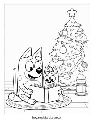 Bluey boyama sayfası – basit çizim, kolay boyama