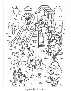 Bluey boyama sayfası – kolay boyama, eğitici aktivite