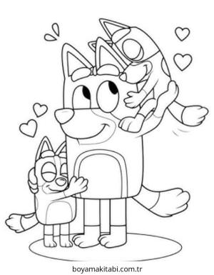 Bluey boyama sayfası – renkli çizimler, okul öncesi