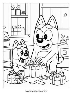 Bluey boyama sayfası – PDF indir, sevimli karakter