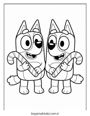 Bluey boyama sayfası – basit çizim, kolay boyama