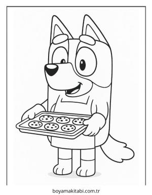 Bluey boyama sayfası – renkli çizimler, okul öncesi