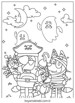 Bluey boyama sayfası – eğlenceli etkinlik, el becerilerini geliştirir