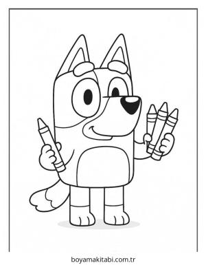 Bluey boyama sayfası – el becerilerini geliştirir, boyama çalışması