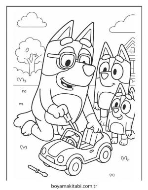 Bluey boyama sayfası – eğlenceli etkinlik, el becerilerini geliştirir