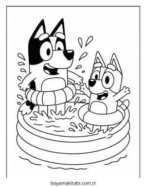 Bluey boyama sayfası – okul öncesi, evde etkinlik