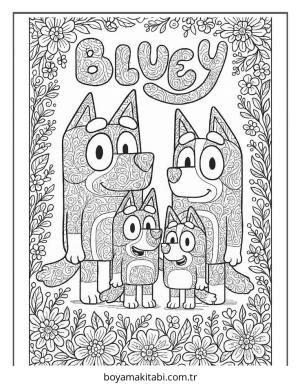 Bluey boyama sayfası – PDF indir, sevimli karakter