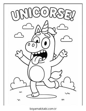 Bluey boyama sayfası – sanatsal çalışma, çocuklar için