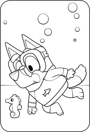 Bluey boyama sayfası,  coloring page, Yüzme Bingo, 