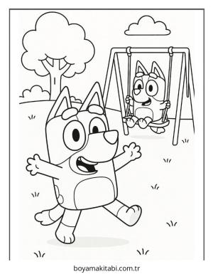 Bluey boyama sayfası – çocuklar için, çizgi film temalı