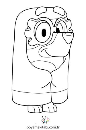 Bluey boyama sayfası – kolay boyama, eğitici aktivite