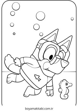 Bluey boyama sayfası – çocuklar için, çizgi film temalı